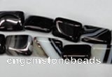 CAG3021 15.5 inches 10*14mm rectangle black line agate beads