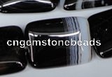 CAG3026 15.5 inches 22*30mm rectangle black line agate beads