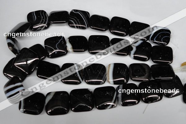 CAG3037 15.5 inches 25*25mm square black line agate beads