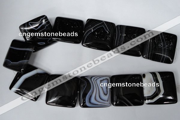 CAG3038 15.5 inches 35*35mm square black line agate beads