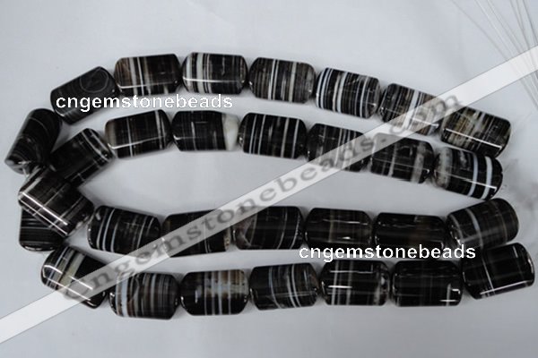 CAG3048 15.5 inches 16*25mm flat tube black line agate beads
