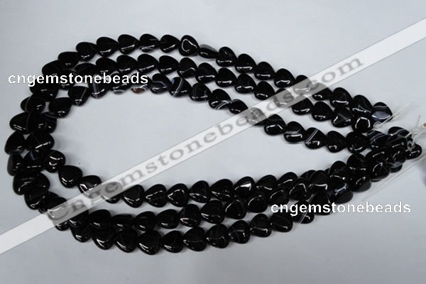 CAG3050 15.5 inches 10*10mm heart black line agate beads