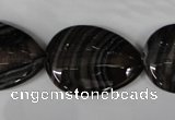 CAG3060 15.5 inches 22*30mm flat teardrop black line agate beads