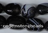 CAG3065 15.5 inches 15*20mm nuggets black line agate beads