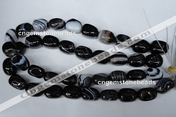 CAG3065 15.5 inches 15*20mm nuggets black line agate beads