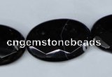 CAG3085 15.5 inches 20*30mm faceted oval black line agate beads