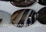 CAG3090 15.5 inches 20*30mm faceted oval black line agate beads