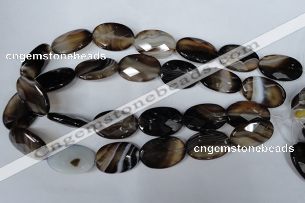 CAG3090 15.5 inches 20*30mm faceted oval black line agate beads