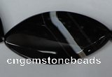 CAG3095 15.5 inches 25*50mm faceted & twisted oval black line agate beads