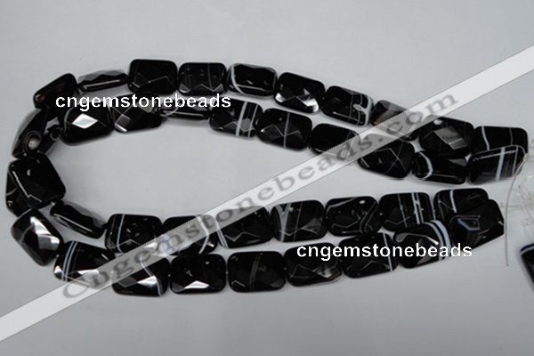 CAG3103 15.5 inches 15*20mm faceted rectangle black line agate beads