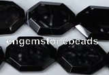 CAG3108 15.5 inches 18*25mm octagonal black line agate beads