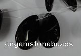 CAG3109 Top-drilled 18*25mm faceted flat teardrop black line agate beads