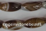 CAG3126 15.5 inches 12*25mm rice brown line agate beads