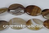 CAG3131 15.5 inches 10*14mm oval brown line agate beads