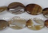 CAG3132 15.5 inches 12*16mm oval brown line agate beads