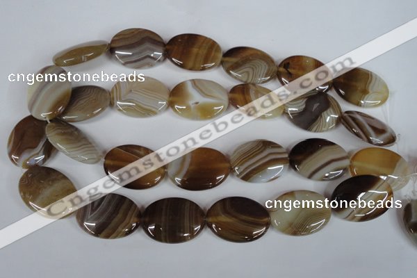 CAG3132 15.5 inches 12*16mm oval brown line agate beads