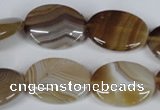 CAG3133 15.5 inches 13*18mm oval brown line agate beads