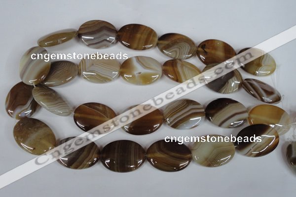 CAG3133 15.5 inches 13*18mm oval brown line agate beads