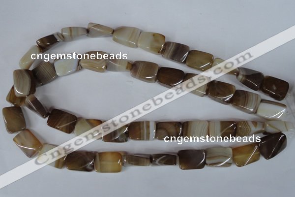 CAG3145 15.5 inches 13*18mm twisted rectangle brown line agate beads