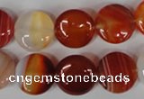 CAG3183 15.5 inches 14mm flat round red line agate beads