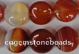 CAG3184 15.5 inches 16mm flat round red line agate beads