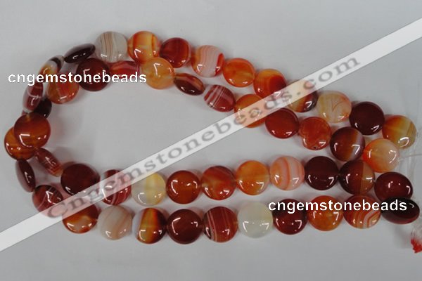 CAG3184 15.5 inches 16mm flat round red line agate beads