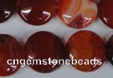 CAG3186 15.5 inches 20mm flat round red line agate beads