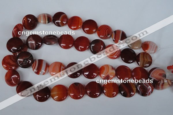 CAG3186 15.5 inches 20mm flat round red line agate beads