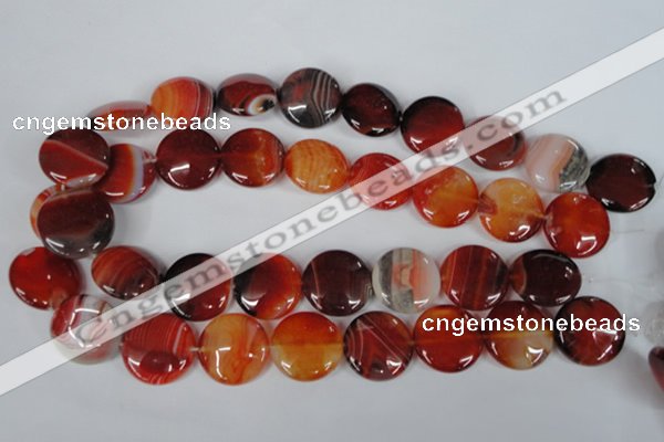 CAG3187 15.5 inches 22mm flat round red line agate beads