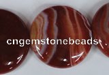 CAG3188 15.5 inches 30mm flat round red line agate beads