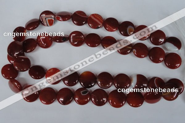 CAG3189 15.5 inches 18mm flat round red line agate beads