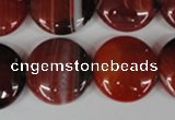 CAG3190 15.5 inches 20mm flat round red line agate beads