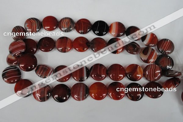 CAG3190 15.5 inches 20mm flat round red line agate beads