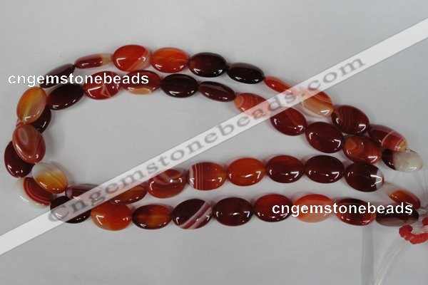 CAG3194 15.5 inches 13*18mm oval red line agate beads