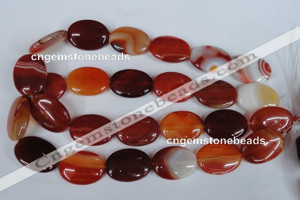 CAG3197 15.5 inches 22*30mm oval red line agate beads