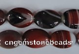 CAG3203 15.5 inches 13*18mm oval red line agate beads