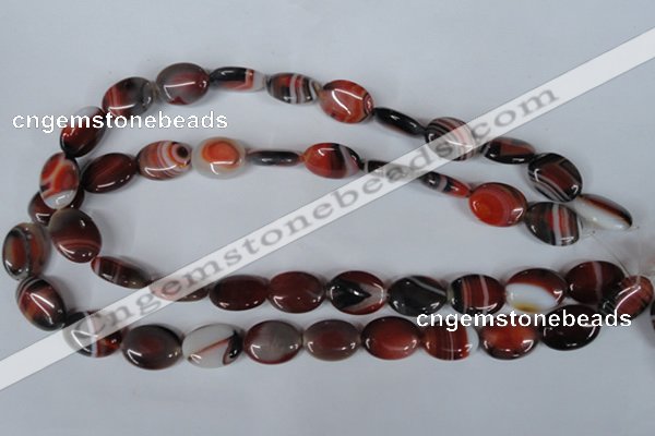 CAG3203 15.5 inches 13*18mm oval red line agate beads