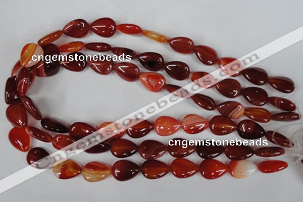 CAG3213 15.5 inches 13*18mm flat teardrop red line agate beads