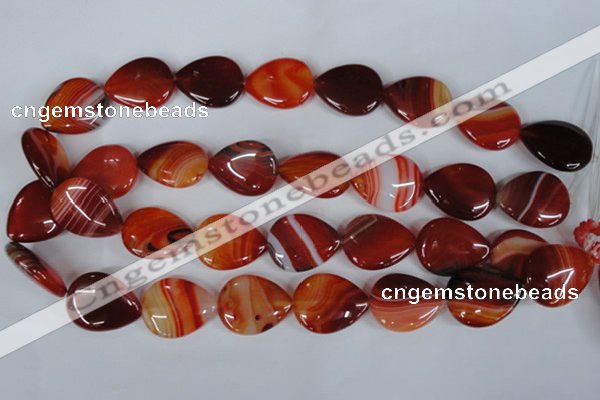 CAG3216 15.5 inches 20*25mm flat teardrop red line agate beads