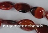 CAG3223 15.5 inches 13*18mm flat teardrop red line agate beads