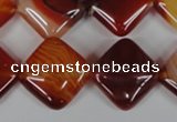 CAG3234 15.5 inches 16*16mm diamond red line agate beads