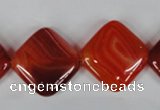 CAG3236 15.5 inches 20*20mm diamond red line agate beads