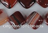 CAG3240 15.5 inches 16*16mm diamond red line agate beads