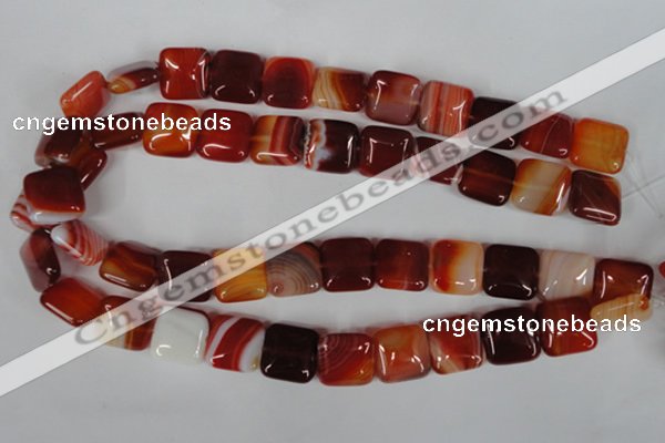 CAG3243 15.5 inches 16*16mm square red line agate beads