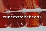 CAG3244 15.5 inches 18*18mm square red line agate beads