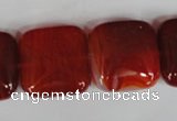 CAG3245 15.5 inches 20*20mm square red line agate beads