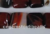 CAG3248 15.5 inches 16*16mm square red line agate beads