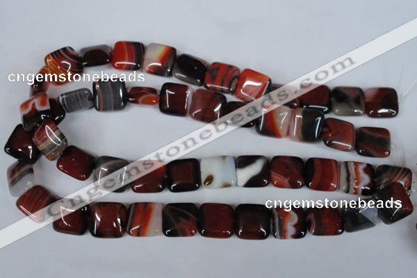 CAG3248 15.5 inches 16*16mm square red line agate beads