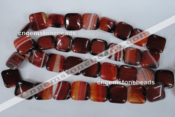 CAG3250 15.5 inches 22*22mm square red line agate beads