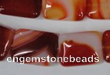 CAG3255 15.5 inches 15*20mm rectangle red line agate beads